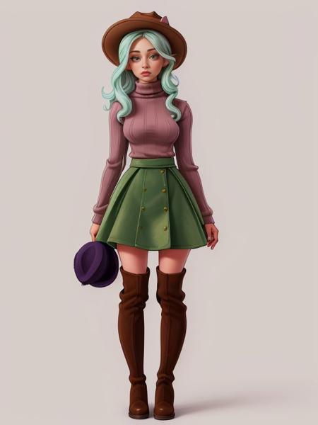 00011-4253048864-Freya Allan , pastel (medium) style outfit, corduroy skirt with a ribbed turtleneck and a pair of knee-high boots, finished with.jpeg